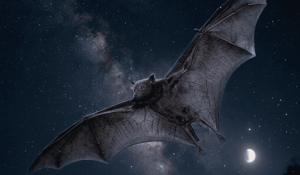 Bat flying at night sky